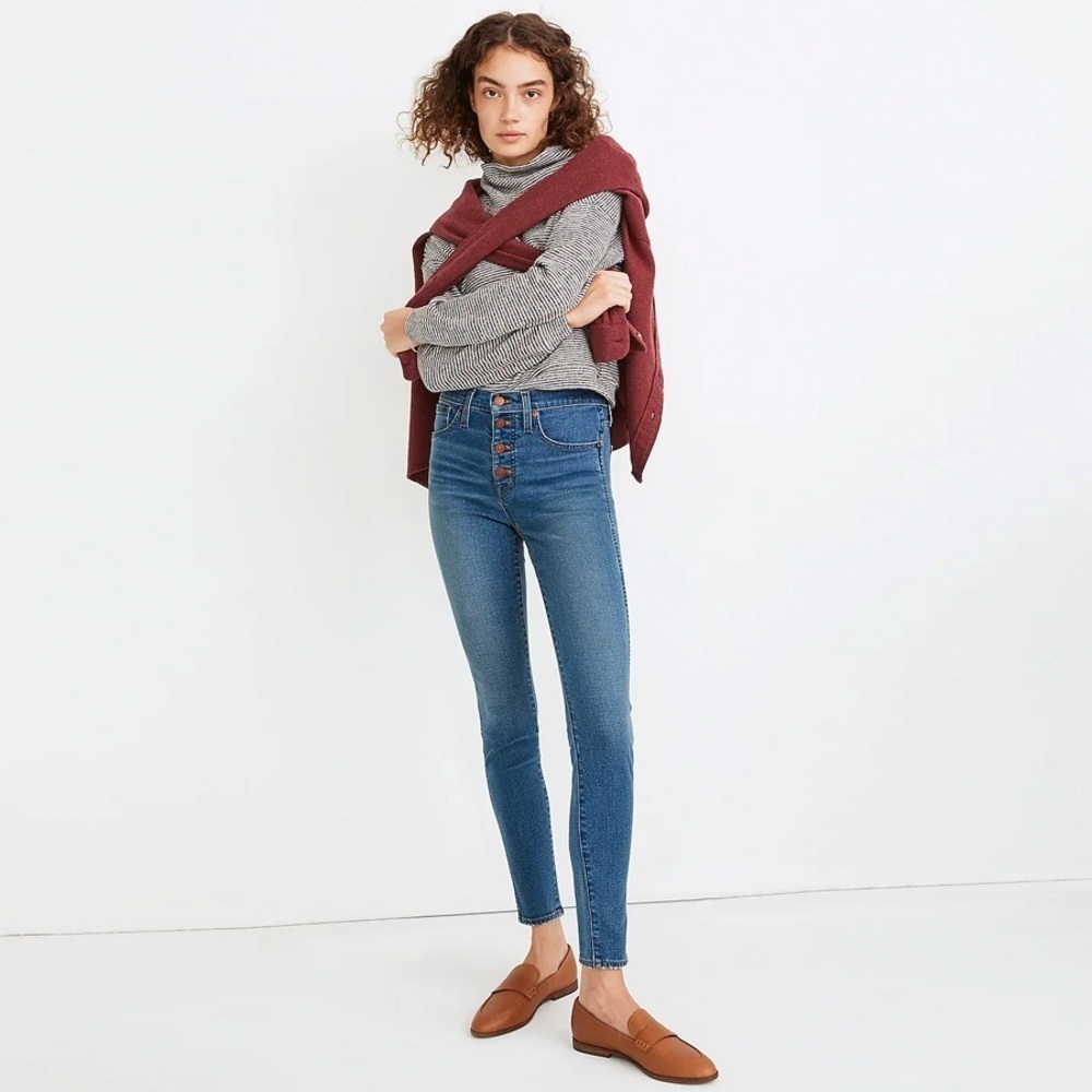 NWT - Madewell - Petite 10" High-Rise Skinny Jeans in Dewitt Wash: Button-Front